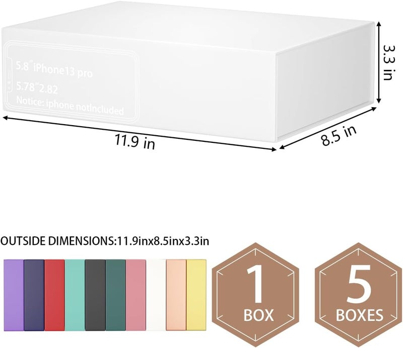 ROSTELACK White Gift Boxes 11.9" x 8.5" x 3.3" with Magnetic Closure Lid Gift Box for Presents,Bridesmaid Gifts Boxe,Cute Boxes,Birthday Gift Box,Luxury for Gift Packaging, Magnetic Gift Boxe for Wrapping Gifts - Image 2